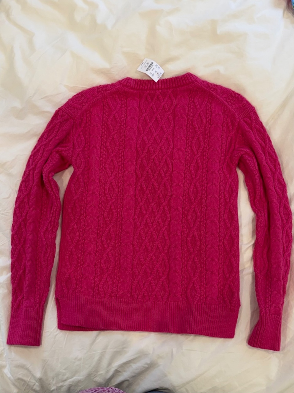 J.Crew Pink Cable-Knit Cotton Crewneck Sweater XS NWT - Picture 5 of 5